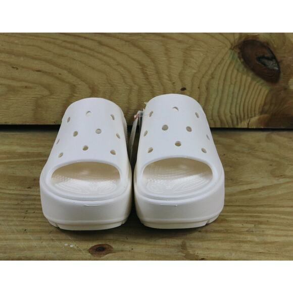 New Crocs Sandals Womens 8 Stomp Slide White Platform Slip On Shoes - Picture 2 of 7